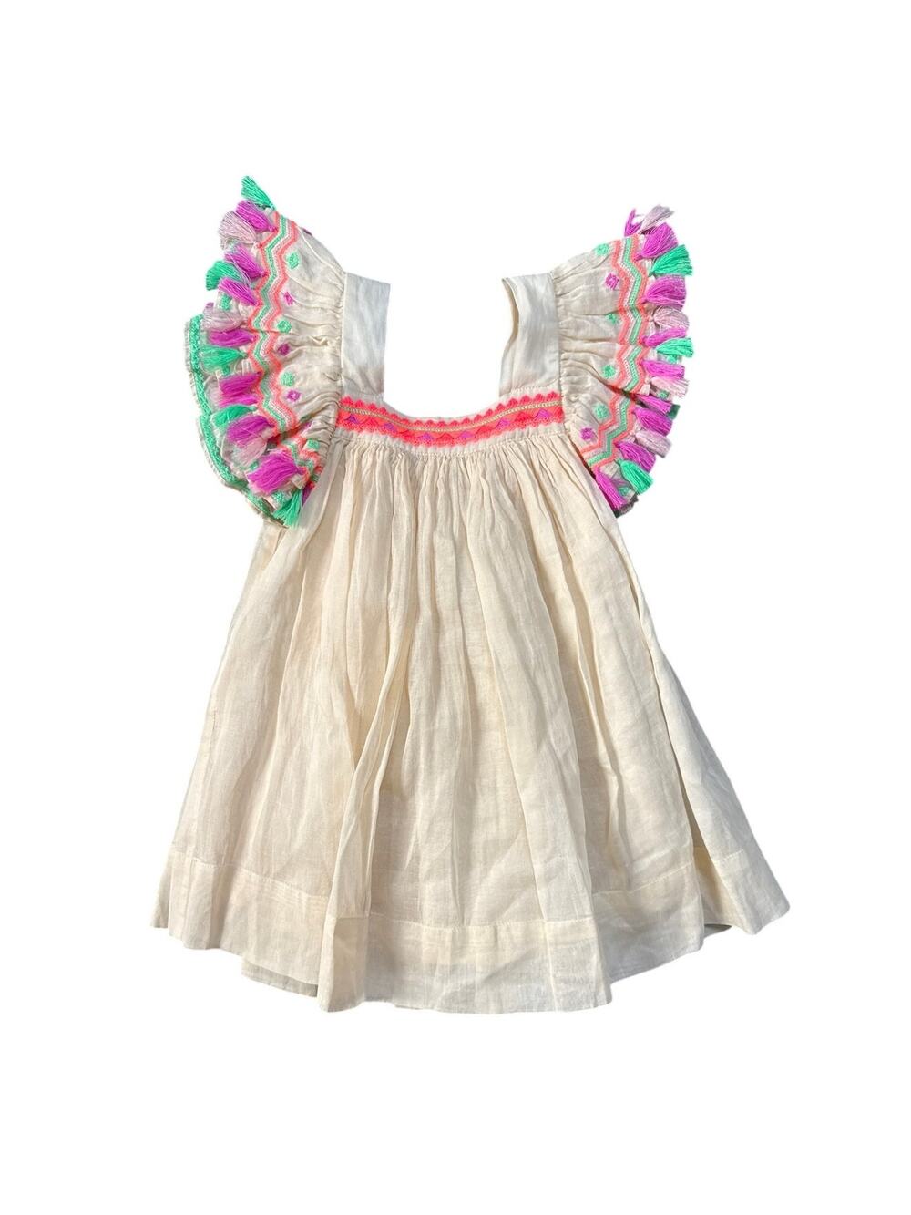 Nellystella Chloe Ruffle Dress in Pale Peach Cotton Size 1